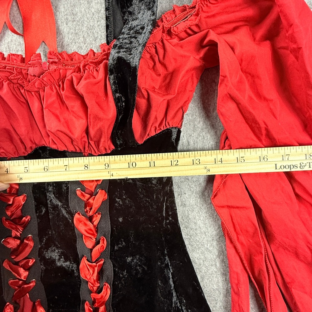 Leg Avenue Vixen Pirate Wench Costume Red Black Velvet Dress Small Hat Set - Picture 8 of 14